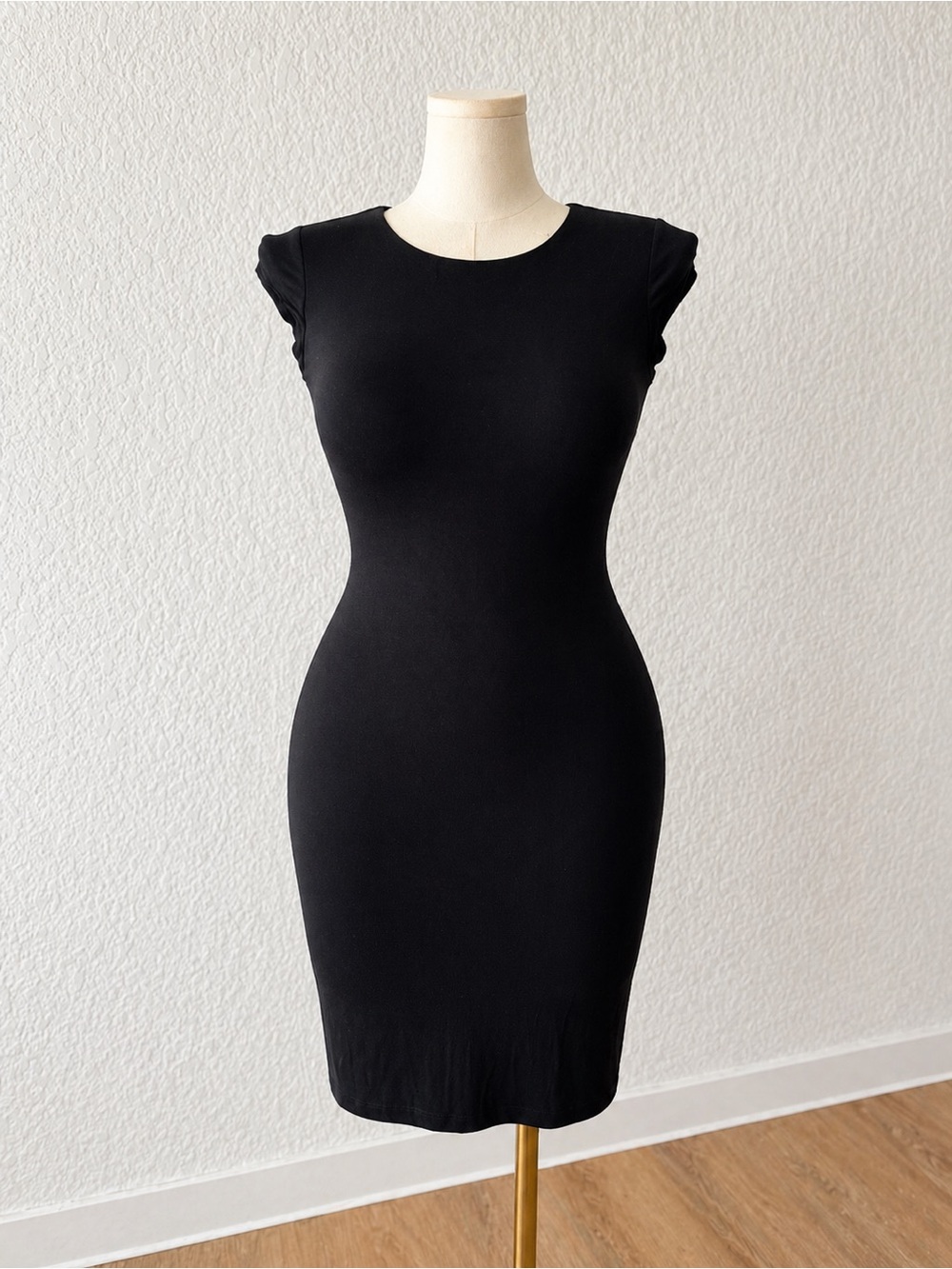 Velvet Torch Black Cap-Sleeve Mini Dress